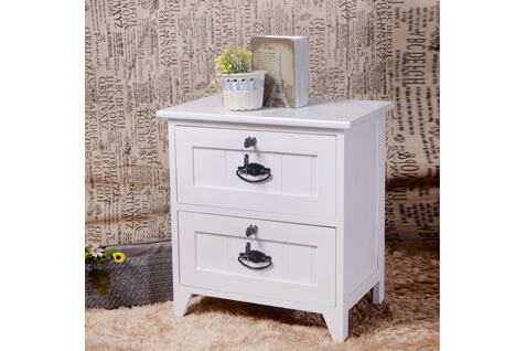 White Bedside Table with Drawers (G102) with lock